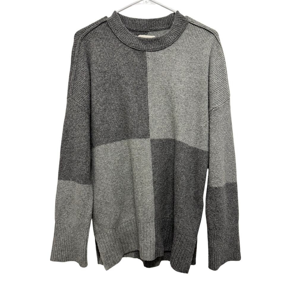 Abercrombie & Fitch Colorblock Sweater S Grey Patchwork Knit Crewneck
